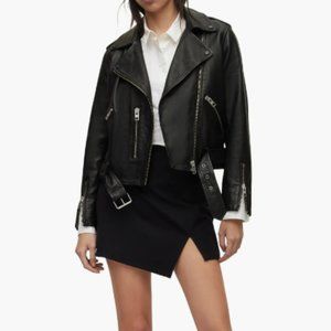 Allsaints Balfern Leather Biker Jacket in Black